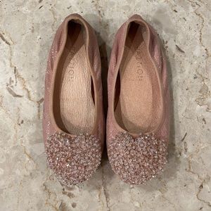 Light Pink Crystal Studded Ballet Flats